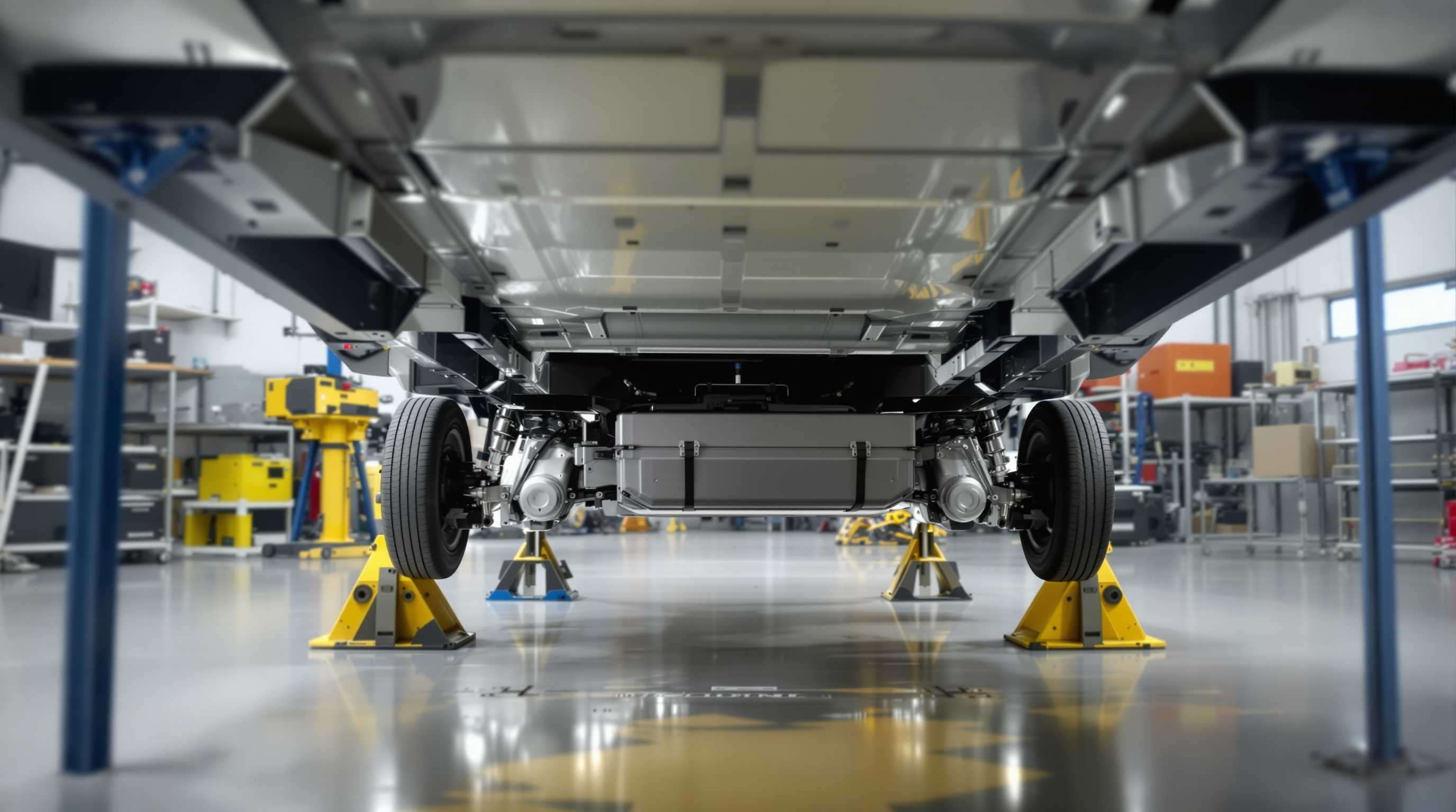 Caravan chassis with the battery pack set into the floor structure.